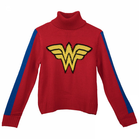 Wonder Woman Logo Pullover Turtle Neck Sweater